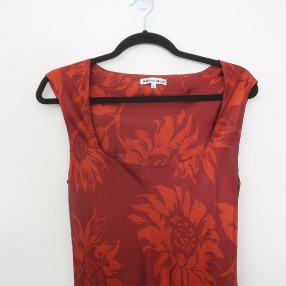 Reformation Hendrix Floral Print Silk Satin Midi Dress - Picture 6 of 13